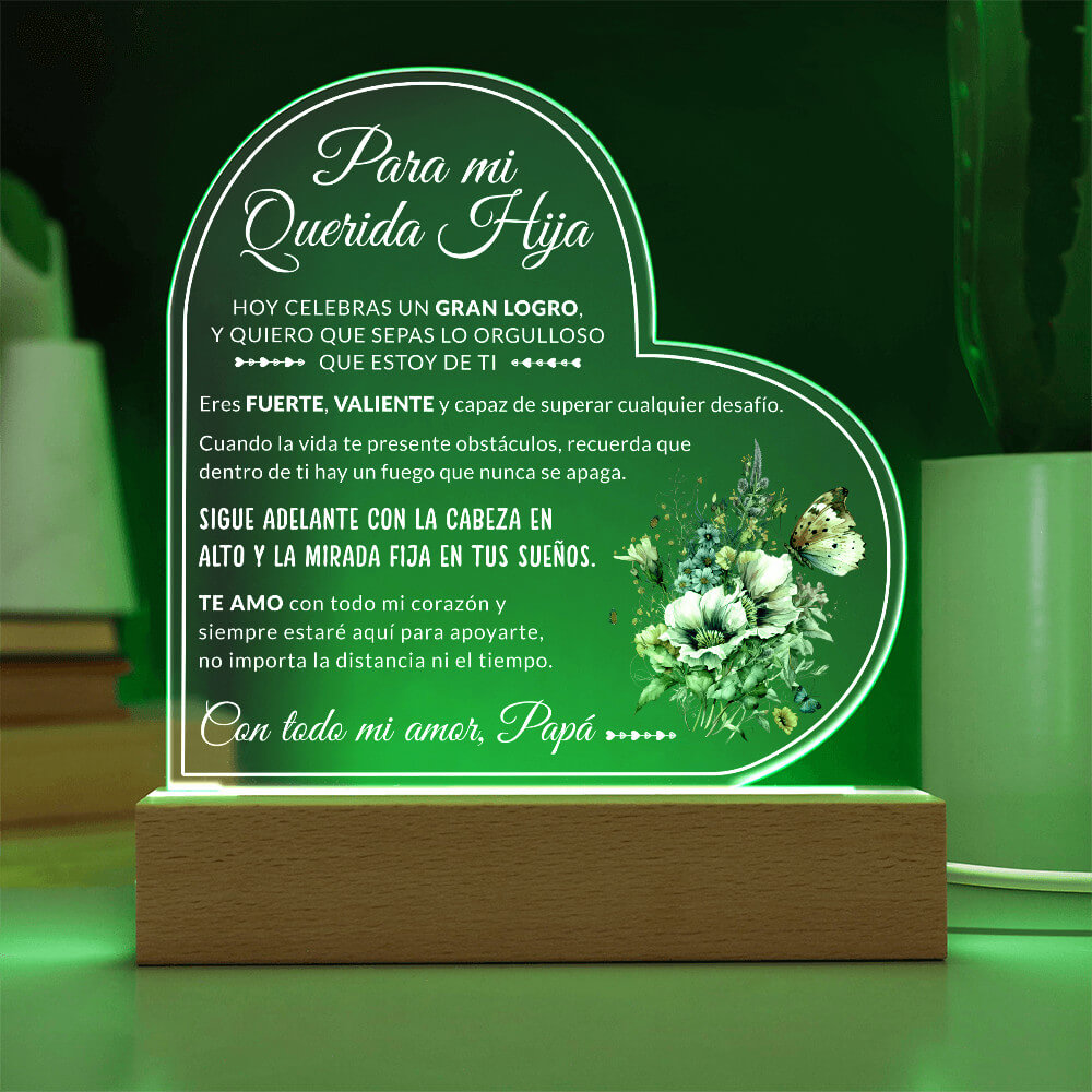 Acrylic Heart Led - Para mi hermosa hija lampara con mensaje de amor para graduacion acrylic heart led